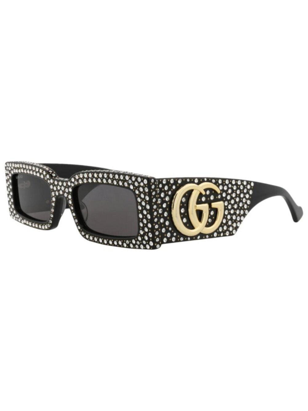 New Gucci Women's Sunglasses Square Rectangle Recycled Acetate Frame Black Black